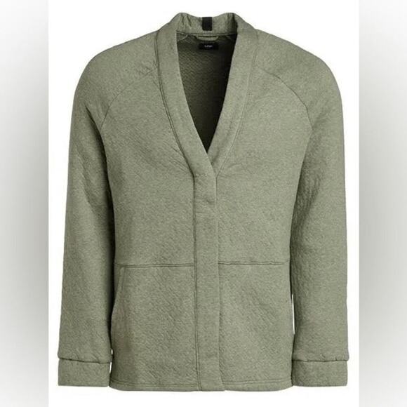 LUNYA LAHGO Restore Double Faced Cardigan Green Heathered Button Pockets XL NEW - Picture 2 of 7